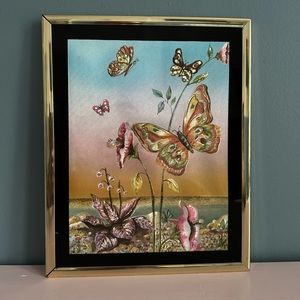Vintage 2000s Holographic butterfly foil wall art 8x11